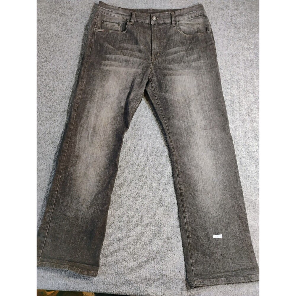 Ruffer-X Buffalo Jeans Mens 36 Gray Distressed Faded Straight Denim Pants